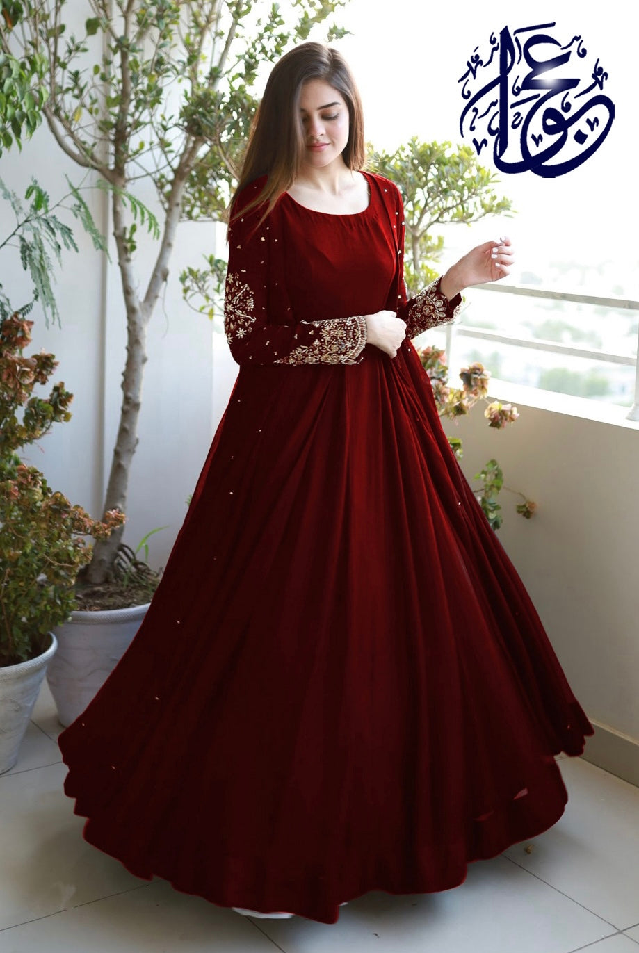 Maroon Color Net Anarkali Salwar Suit With Heavy Tone To Tone Work